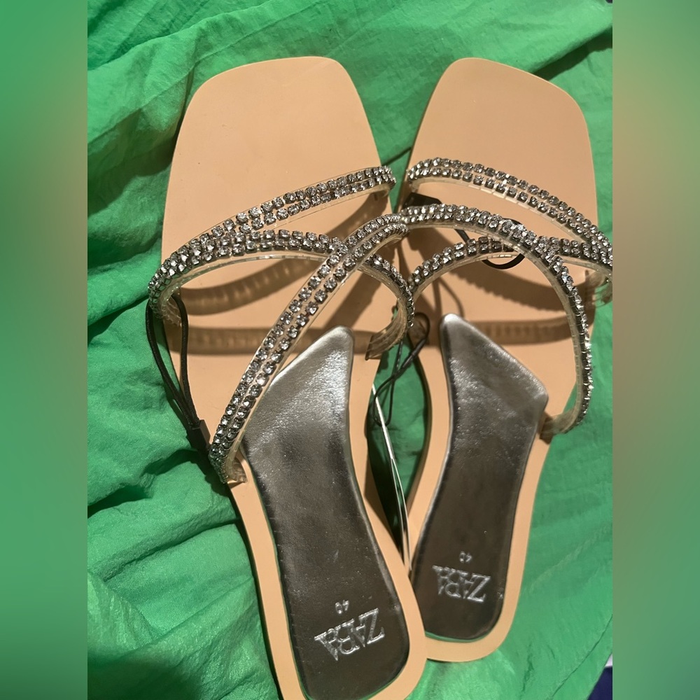 Zara rhinestone sandal NWT